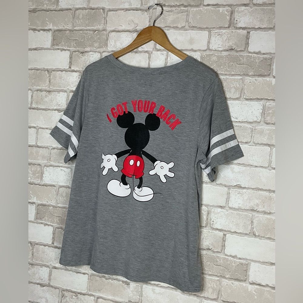 Disney Gray Mickey Mouse V-neck Short Sleeve Tee Size 2X - Picture 8 of 9